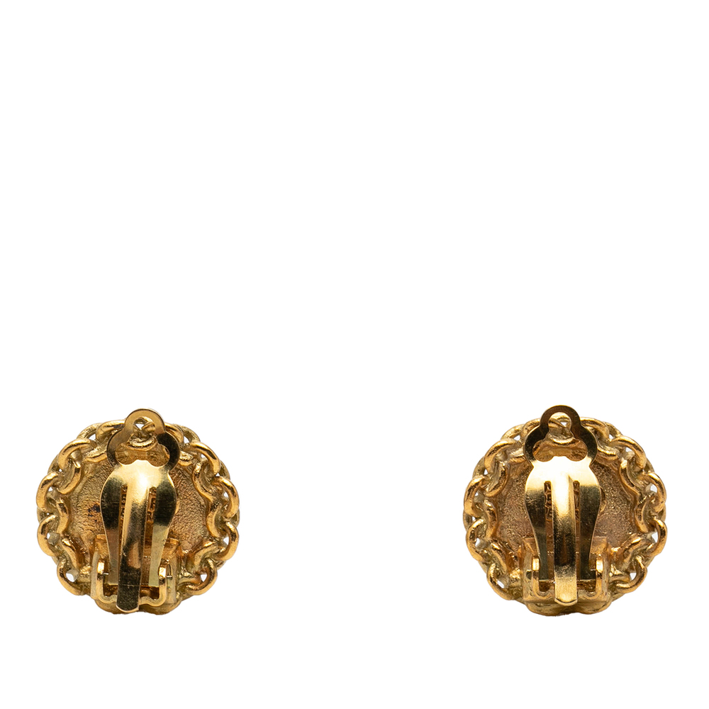 Pre-Loved Chanel CC Gold Plated Round Clip on Earrings - Picture 2 of 3